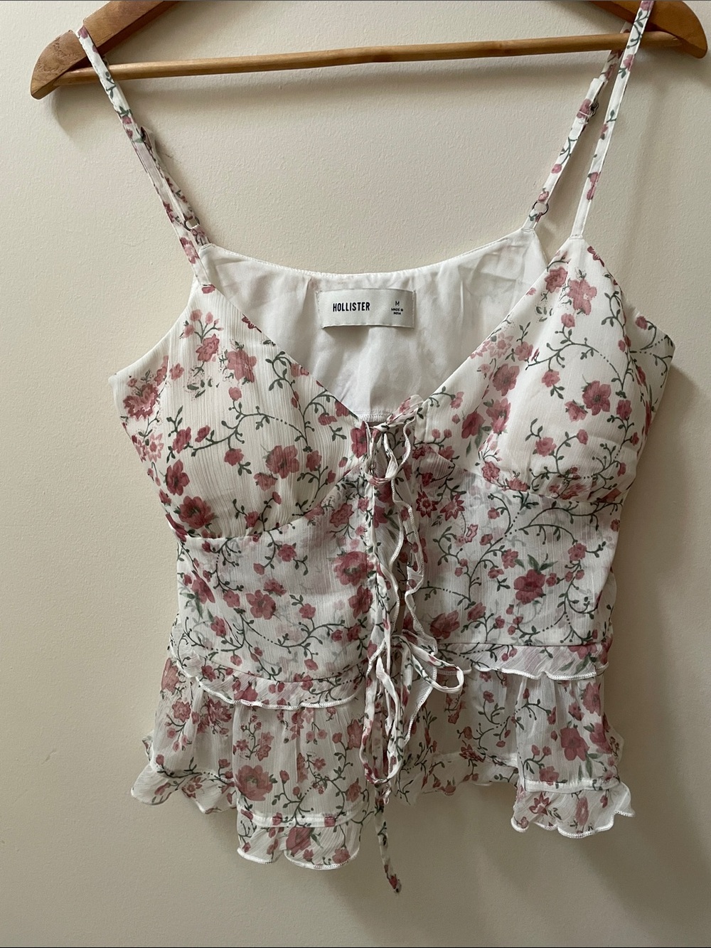 Hollister Floral Print Cami Front Tie